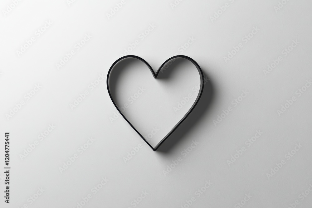 Aufkleber heart shaped object cast a shadow on a light gray background creating a modern minimalist aesthetic.
