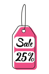 Sale tag indicating a 25 percent discount for shoppers looking for deals
