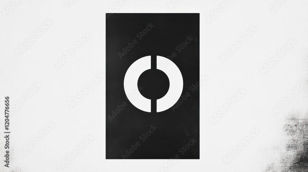 Fototapete Abstract black and white design featuring a circle and semi circle shape on a textured background. Generative AI