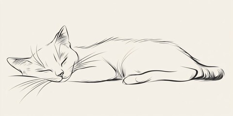 Sleeping cat, curled up, peaceful rest, white background, pet illustration