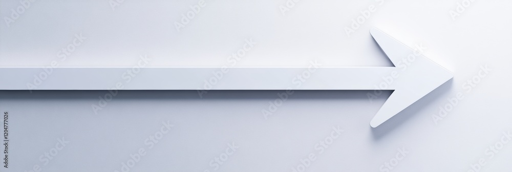Aufkleber arrow pointing right on a smooth, light gray background with a modern aesthetic in interior design. 
