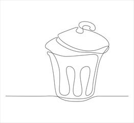 One continuous line drawing of trashcan . single line drawing of trashcan.  illustration of trashcan. editable vector