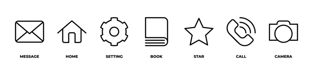Seamless Connections icons set vector illustration with message, home, setting, book, star, call, camera