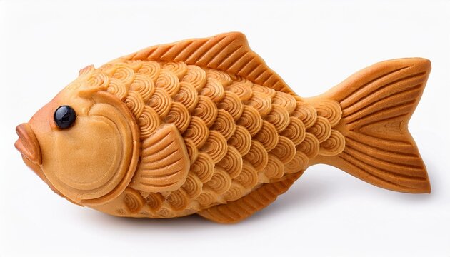 Intricate details on a golden-brown fish figurine. - Powered by Adobe