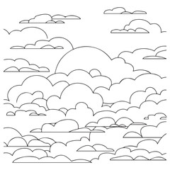 Fototapeta premium Continuous one line art cloud sky isolated vector illustration.