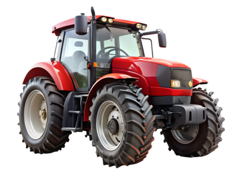 agricultural red tractor on a white background.png