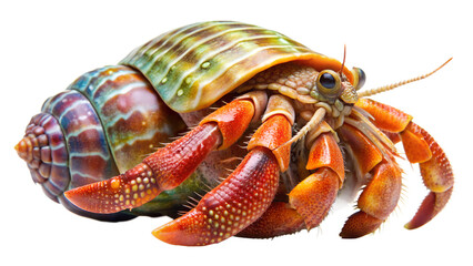 colorful hermit crab with shell cut out