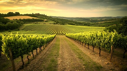 Naklejka premium Vineyard Sunset