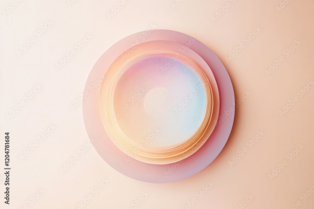Aufkleber Circular arrangement of pastel plates creates a soft and inviting visual on a smooth background. Generative AI
