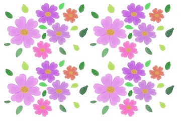 Hand drawn picture of flowers. Seamless pattern background. Floral Blossom decorative design illustration for cloth, wrapping paper, wallpaper or objects decoration.