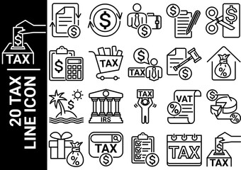 tax line icon, black and white