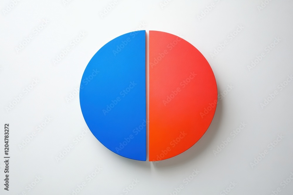 Fototapete Colorful circular design with blue and red halves displayed on a plain surface. Generative AI