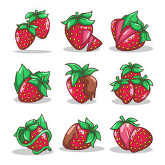 hand draw strawberry fruit illustration art