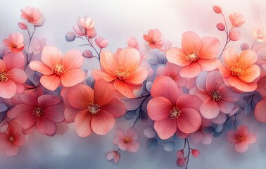Fototapeta premium Watercolor Bouquet of Garden Flowers with Pink and Yellow Wildflowers Leaves and Branches