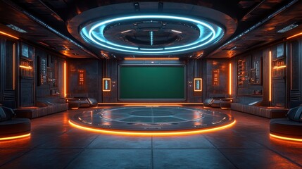 Futuristic Virtual Studio Background for Online Events Webinars News Shows Conferences