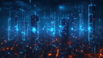 Fototapeta premium Cybersecurity Network Systems VPN Encryption Secure Access Firewall AI Digital Technology City Background