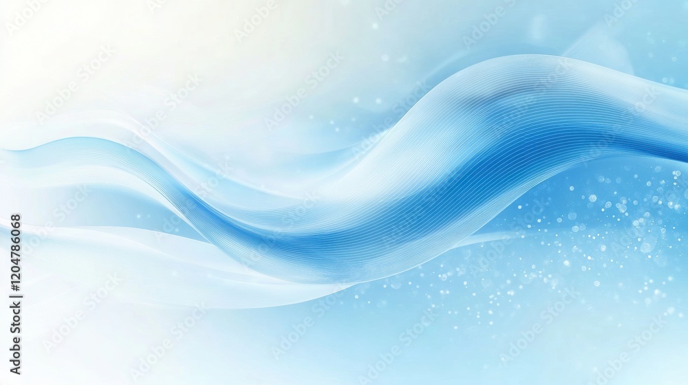Poster Soft flowing blue patterns create a tranquil atmosphere in a serene abstract background. Generative AI