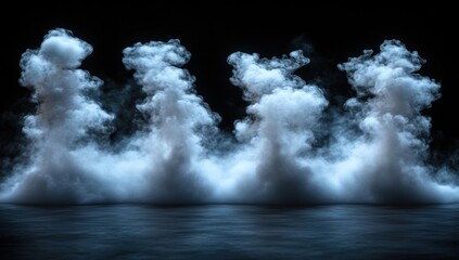 Naklejka premium Abstract Smoke Clouds on Black Background Ethereal Transparent Effect Minimalist Design