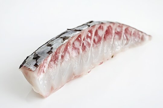 Scomberomorus fish fillet on white background