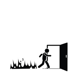 ILLUSTRATION OF THE STICK FIGURE ICON RUNNING DUE TO FIRE