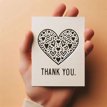 hand holding a Thank you card