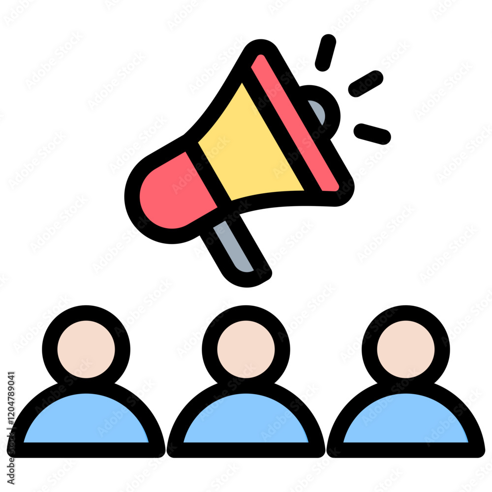 Poster public relation outline color icon