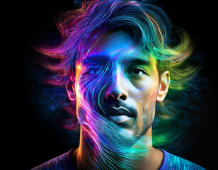 Fototapeta premium Psychedelic double exposure of man