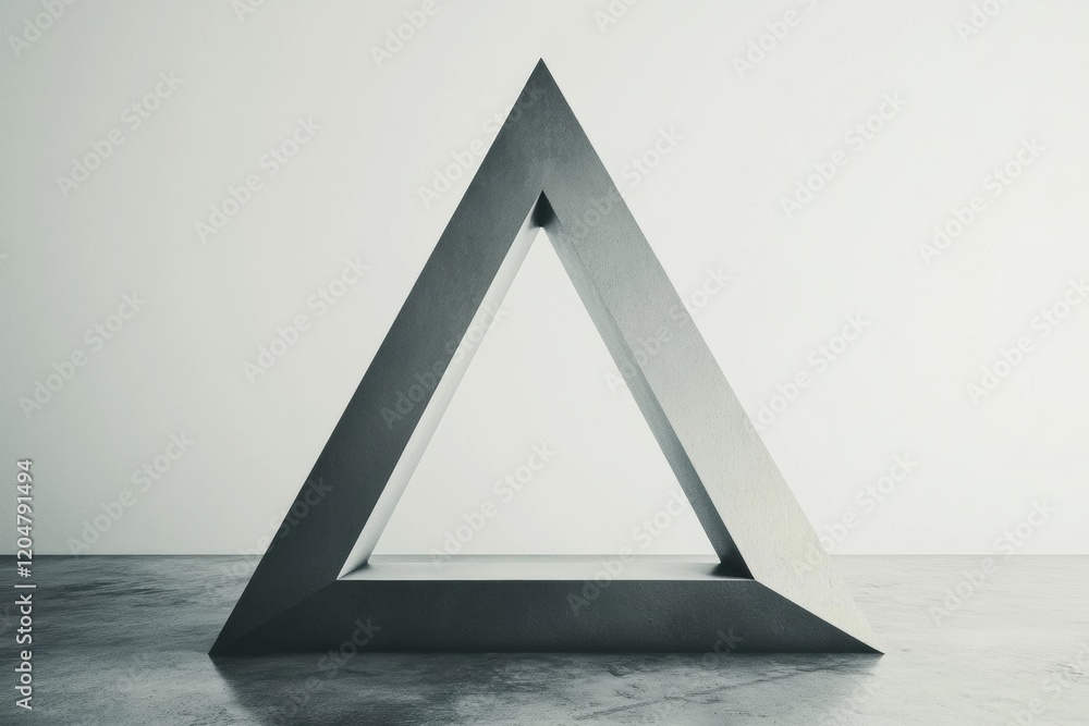 Fototapete geometric triangular sculpture made of concrete in minimalistic interior setting showcasing modern d