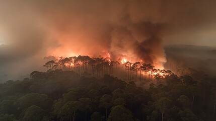 Fototapeta premium Nighttime Wildfire Devastation in Maribou Forest