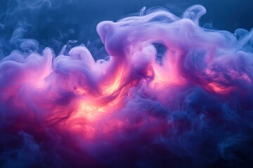 Fototapeta premium Purple and Blue Smoke Abstract Dreamlike Background Fluid Textures