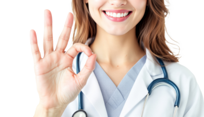 Doctor Showing OK Sign Healthcare Professional Medical Service