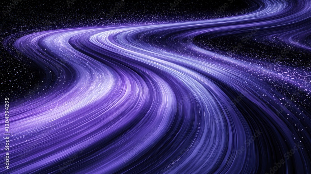 Poster abstract wave patterns with purple and black background in cosmic setting
