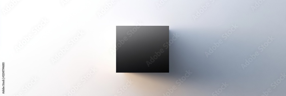 Poster Black cube casting shadow against a light background in a minimalist setting showcasing geometric design. Generative AI