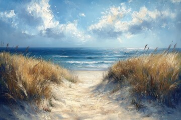 Beautiful Summer Beach Landscape in Jammerbucht Denmark With Rolling Dunes and Calm North Sea