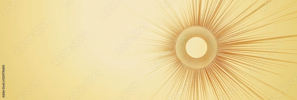 Leinwandbilder Golden sunburst pattern radiating warmth and light over a soft yellow background in a serene and calm atmosphere. Generative AI
