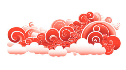 Red Swirling Clouds Design Element for Asian Themed Projects Websites and Festive Backgrounds