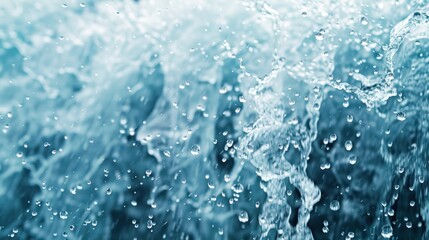 Waterfall texture isolated on blue background, AI generated image