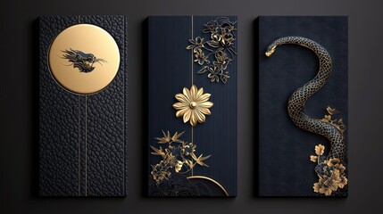 Chinese New Year Snake Backgrounds, Greeting Cards, and Posters with Happy New Year Translation and Snake Vector Symbol