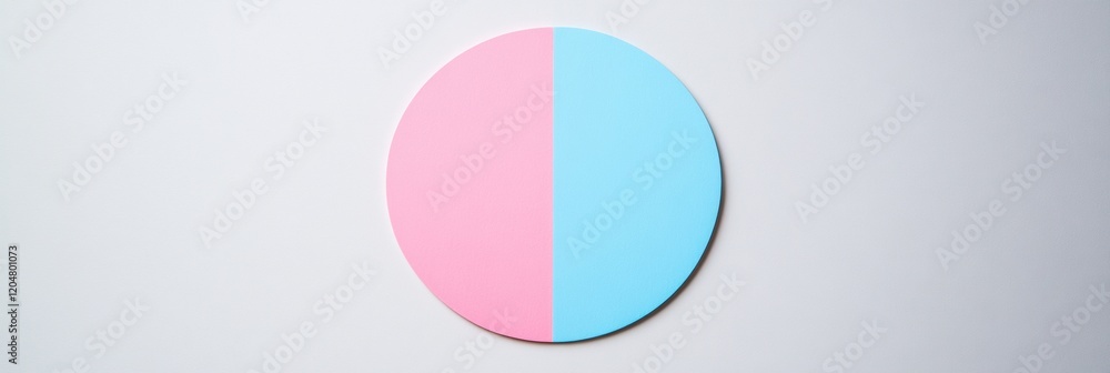 Poster two toned circular shape displayed on a light background showcasing contrasting pink and blue colors