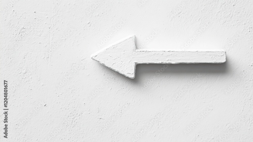 Leinwandbilder simple white arrow pointing left on a textured wall in a minimalist setting. generative ai