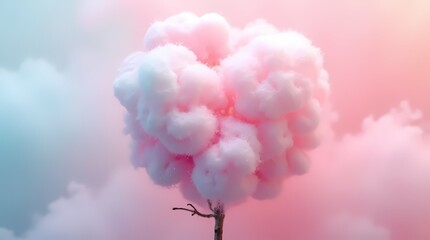 Cotton candy on a soft pastel background
