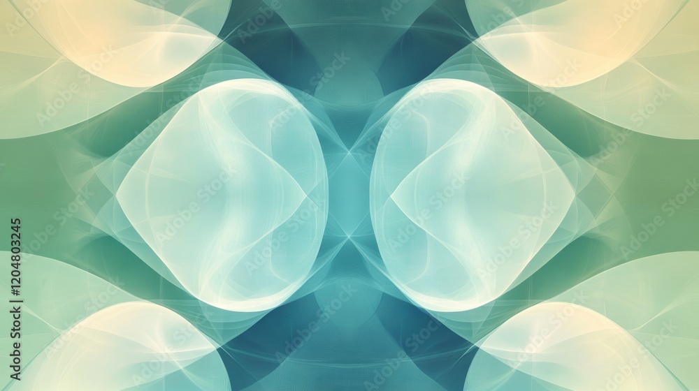 Poster Abstract design with soft curves and gradient colors creating a serene visual experience in a symmetrical pattern. Generative AI