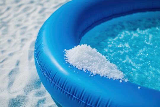 Using chlorine powder to eliminate algae and purify water in inflatable pools