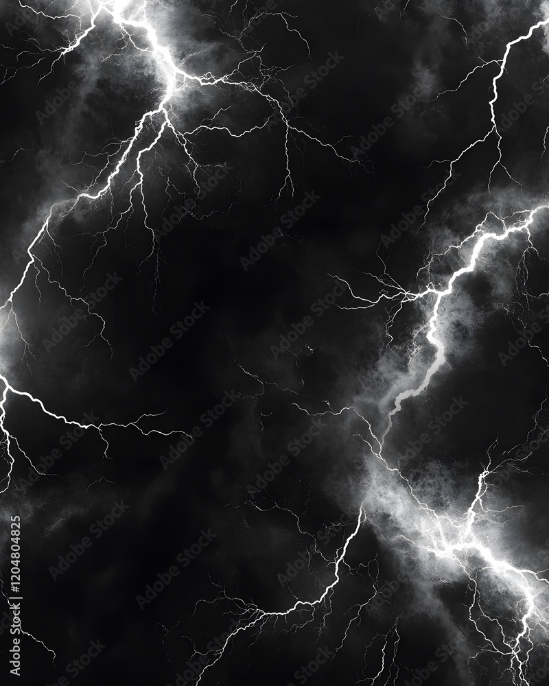 Poster digital image of multiple lightning bolts on dark background