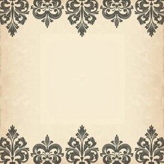Light Grey Ivory Damask Watercolor Receipt Paper Vintage Horizontal Muted Tones Elegant Design Antique Style Textured Pattern
