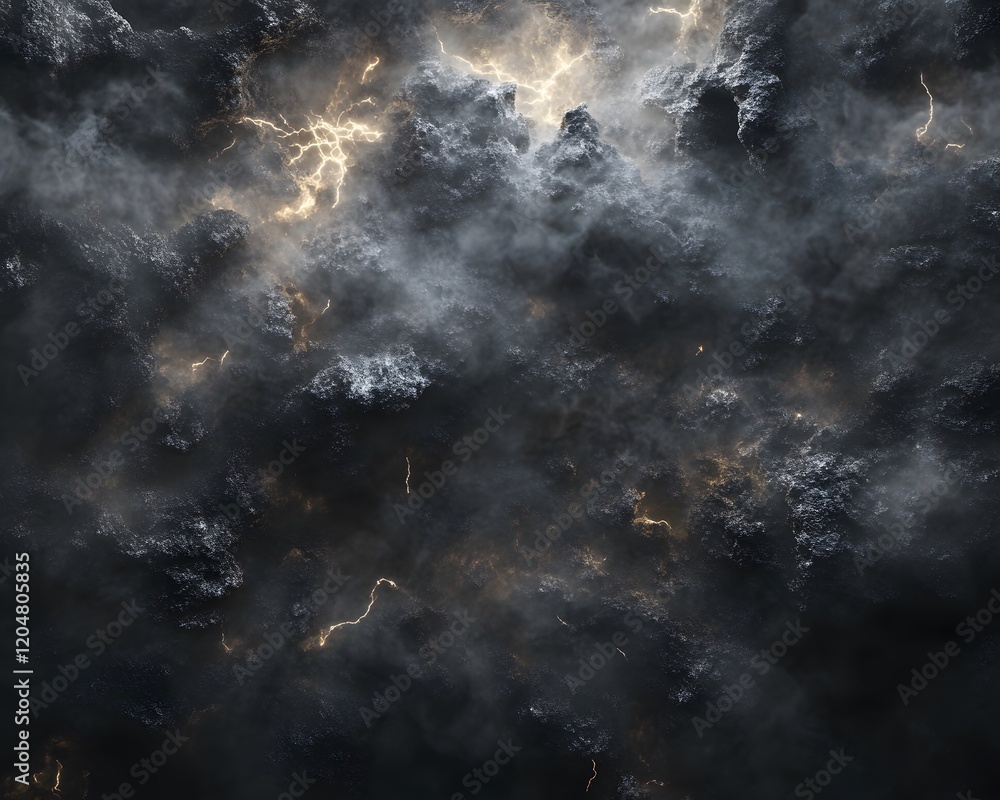 Poster digital rendering of dark clouds and lightning