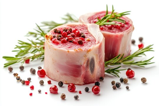Veal with marrow bone for Osso Buco on white background