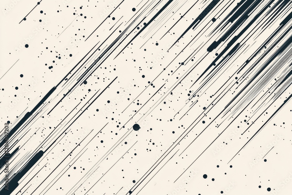 Fototapete abstract black and white art featuring lines and splatters on a light background with dynamic patter