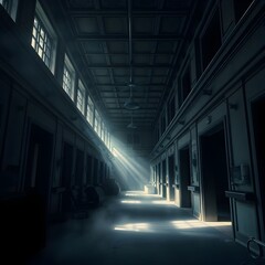 Fototapeta premium Whispers of Light in an Abandoned Hallway 