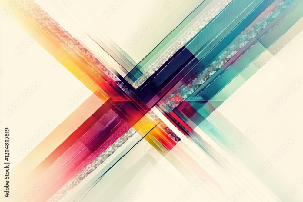 Leinwandbilder Colorful abstract design with intersecting lines and shapes creating an energetic composition. Generative AI